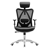 Image of SIHOO Office Desk Chair, Ergonomic Computer Office Chair with Adjustable Headrest and Lumbar Support,High Back Executive Swivel Chair (Black)