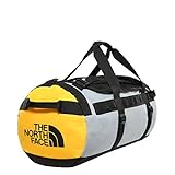 Image of The North Face - Gilman Duffel Bag - Durable Base Camp Bag with Shoulder Straps - Black/Mid Grey/Yellow, Size Medium