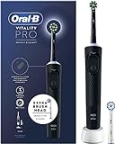 Image of Oral-B Vitality Pro Electric Toothbrush, 1 Handle, 2 Toothbrush Heads, 3 Brushing Modes Including Sensitive Plus, 2 Pin UK Plug, Black